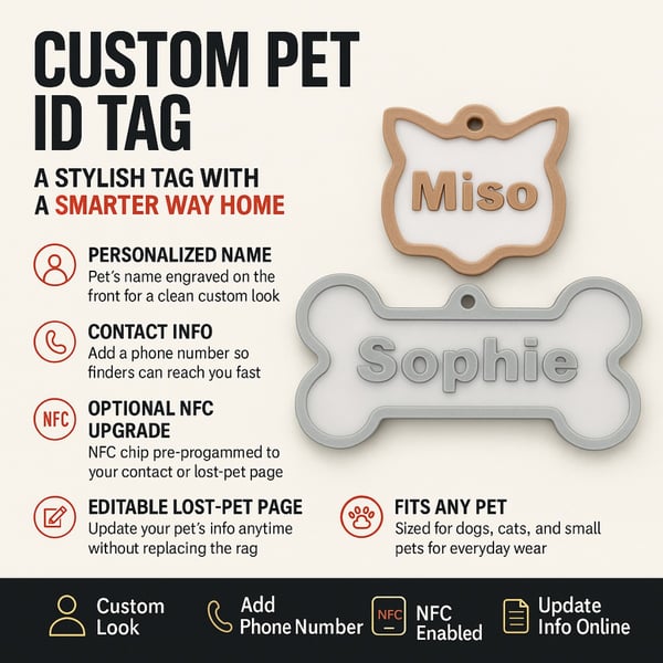 Custom Pet ID Tag – Personalized Lost Pet Safety Tag