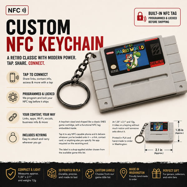 Mini SNES Cartridge NFC Keychain